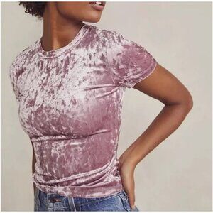 🌸 NWOT Free People Intimately Crushed Velvet Crew Baby Tee, Size S